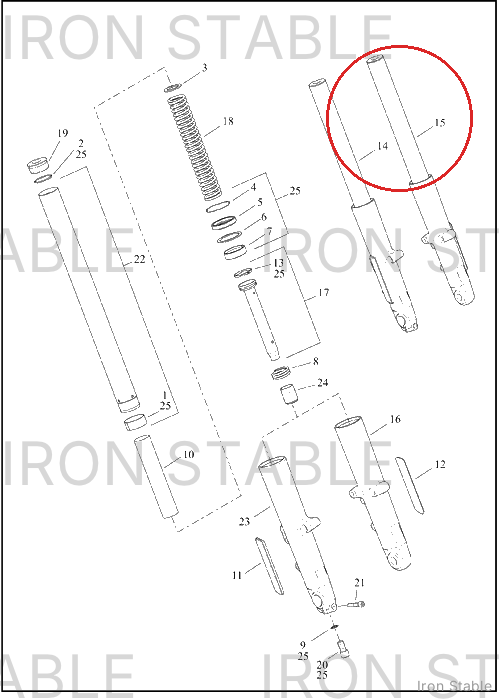 Harley-Davidson Fork, Fr Tlscp, Lh, Satin Chrome