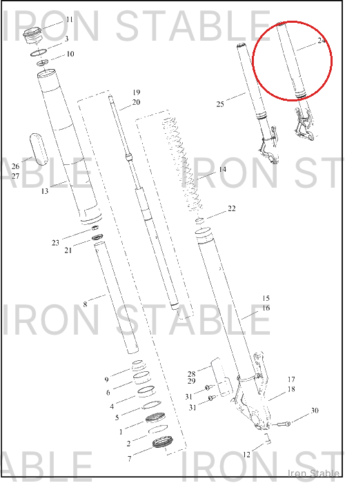 Harley-Davidson Fork, Fr Tlscp, Lh, 47mm, Inv