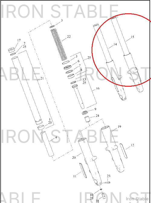 Harley-Davidson Fork, Fr Tlscp, Lh, Gblk, 49mm