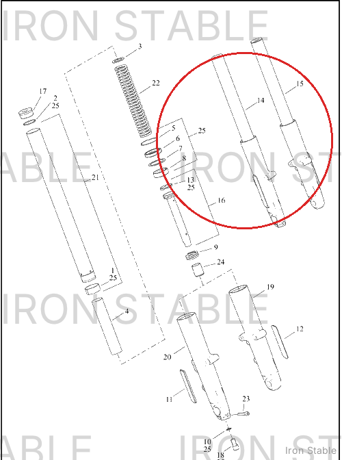 Harley-Davidson Fork, Fr Tlscp, Rh, Gblk, 49mm