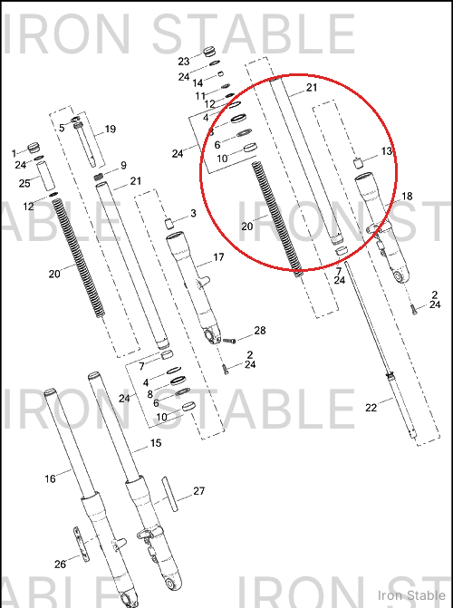 Harley-Davidson Pipe, Rh, Non-Cartridge Fork