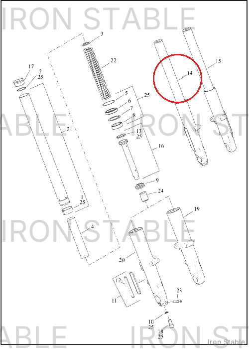 Harley-Davidson Fork Assembly, Std, Rh, Polish, Clr, 49m