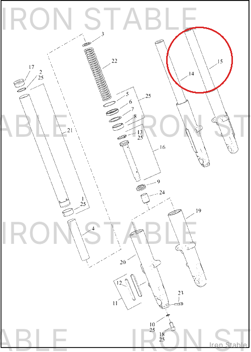 Harley-Davidson Fork Assembly, Std, Lh, Polish, Clr, 49m