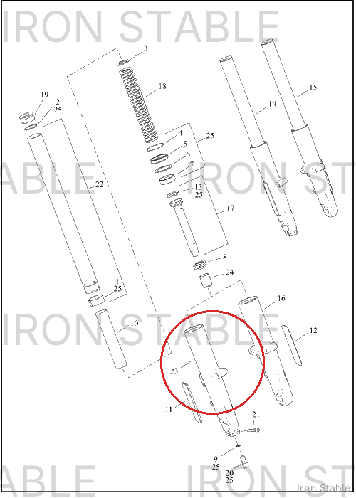 Harley-Davidson Slider, Fr Tlscp Fork, Rh, Chrome