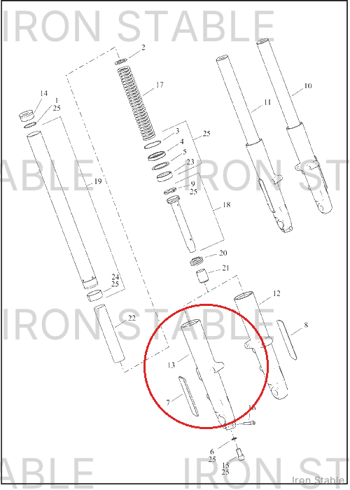 Harley-Davidson Fork Slider, Rh, Black