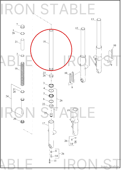 Harley-Davidson Fr Tlscp Fork Sub-Component, Fork P