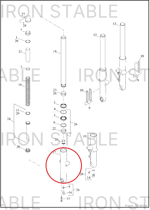 Harley-Davidson Slider, Fr Tlscp Fork, Black, Rh