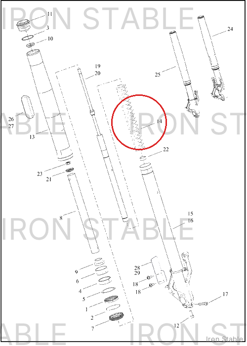 Harley-Davidson Fr Tlscp Fork Sub-Component, Spring