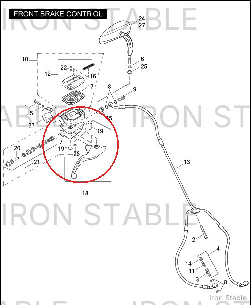 Harley-Davidson Brakelever Assembly, Chrome/Slotted