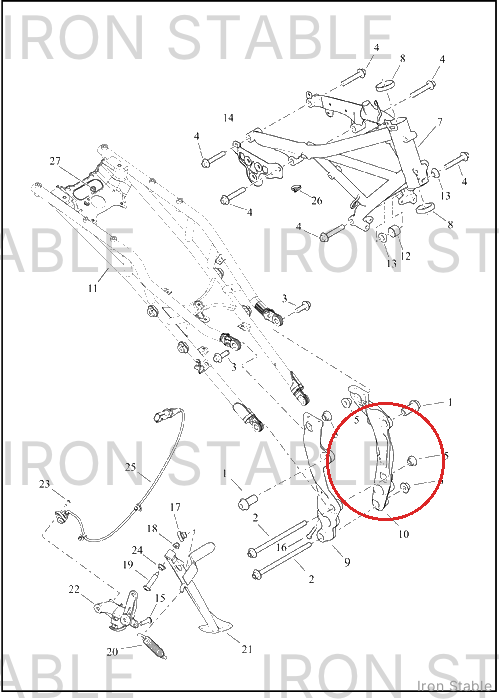 Harley-Davidson Bracket, Chas Struct Mounting, Mid, Lh