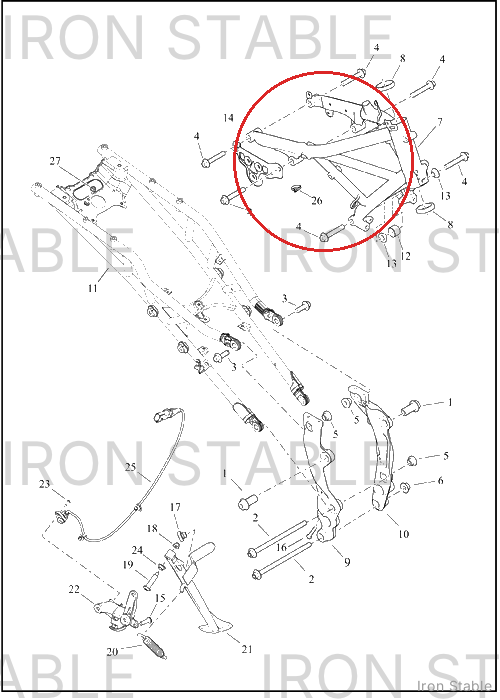 Harley-Davidson Frame Sub-Component, V Cover, Bracket, 
