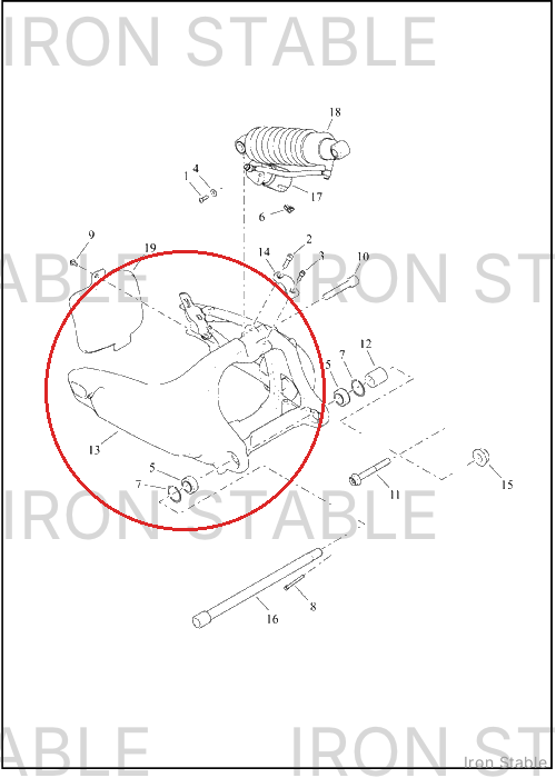 Harley-Davidson Swingarm, Wide, Cast, Machd, Pntd