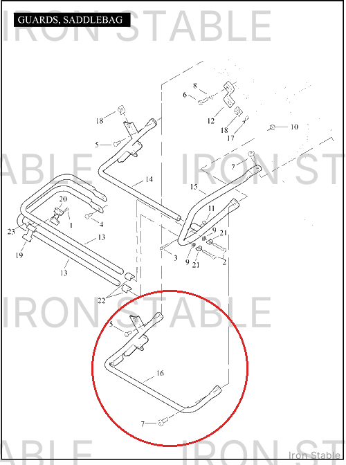 Harley-Davidson Support, Rh/Chrome, Saddlebag