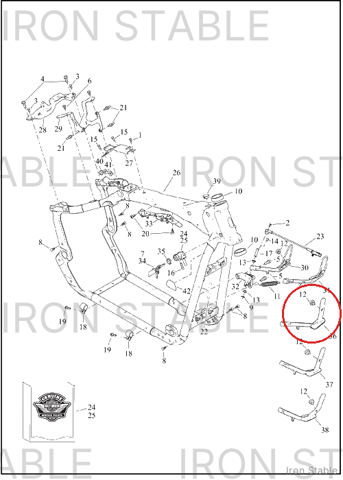 Harley-Davidson Leg, S-Stnd, Assembly, Tall, Blk
