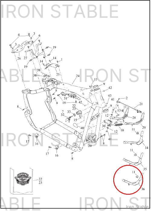 Harley-Davidson Leg, S-Stnd, Assembly, Short, Blk