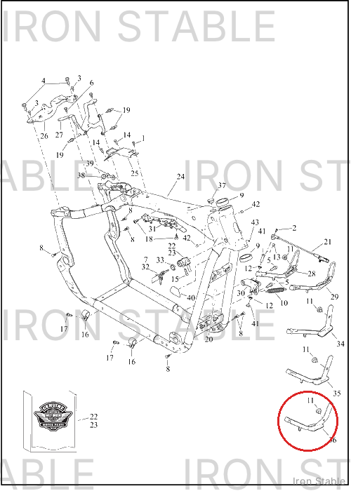 Harley-Davidson Leg, S-Stnd, Assembly, Tall, Blk