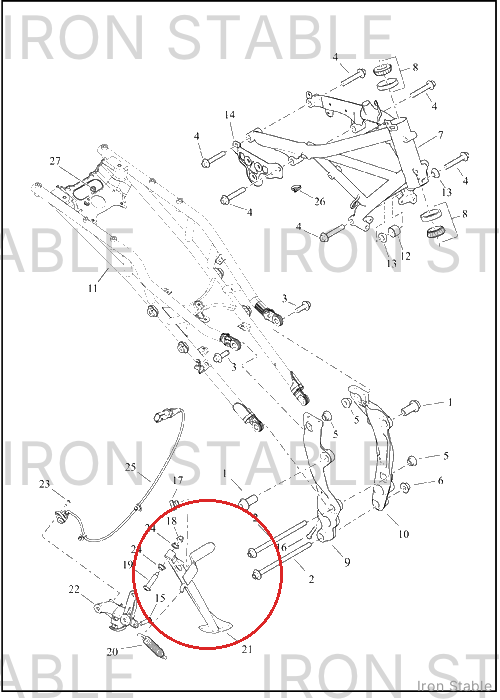 Harley-Davidson Leg, S-Stnd, Painted