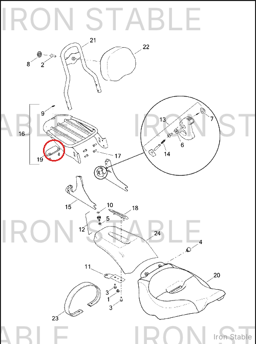 Harley-Davidson Light Filler, Luggage Rack, Chrome