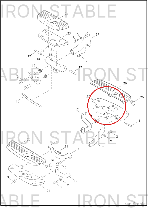 Harley-Davidson Ftbrd, Support Bracket, Lh/Rr, Blk