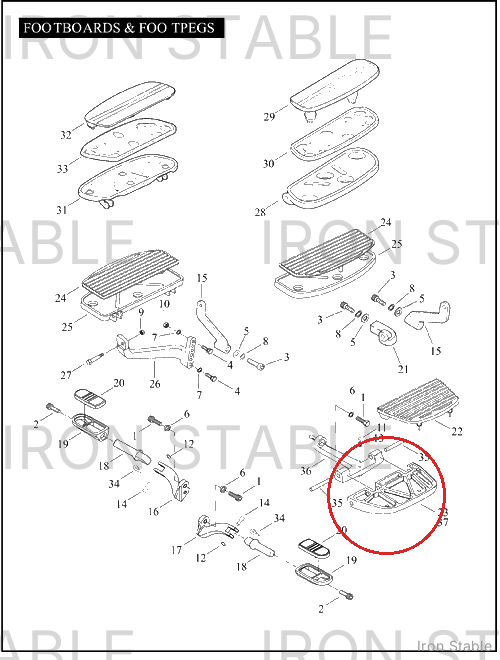 Harley-Davidson Footrest, Psngr
