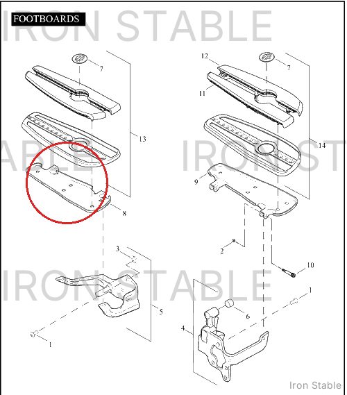 Harley-Davidson Footboard Bottom, Rt