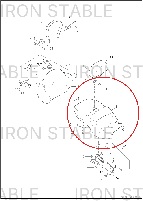 Harley-Davidson Seat, Rdr/Full, Dom, 2up