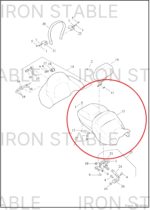 Harley-Davidson Seat, Rdr/Full, Dom, 2up
