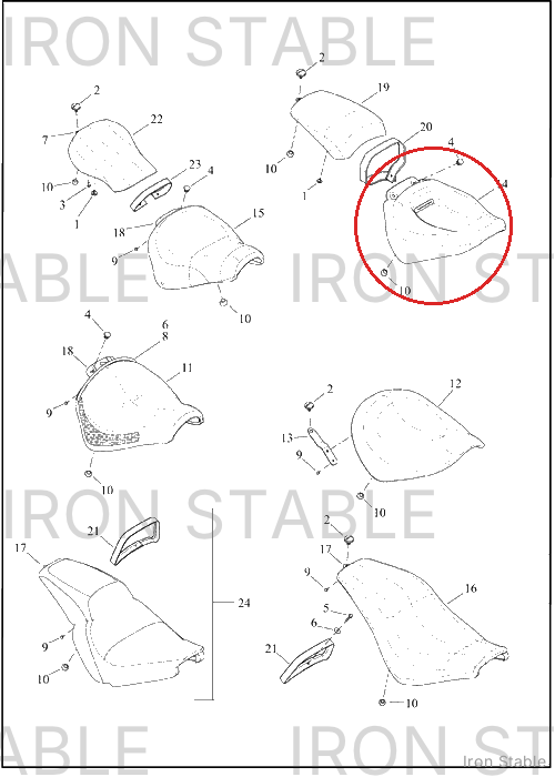 Harley-Davidson Seat, Rdr/Full, Assembly