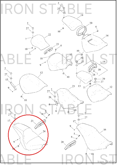 Harley-Davidson Seat, Rdr/Full, Assembly