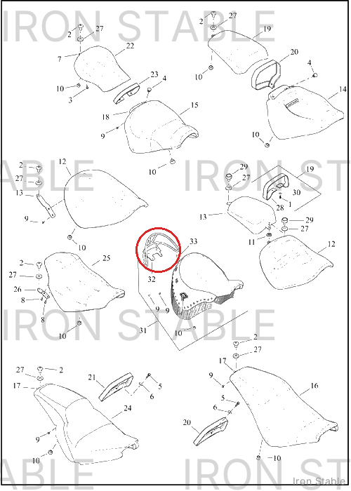 Harley-Davidson Rider/Full Seat Assembly Sub-Component
