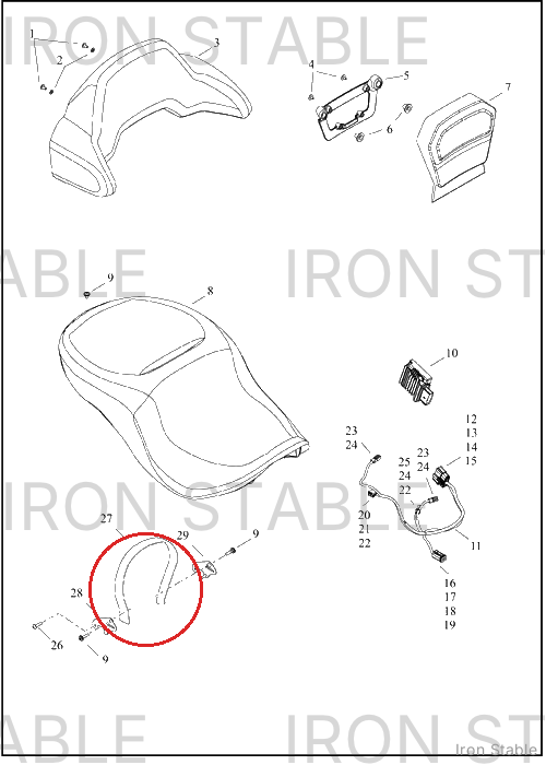 Harley-Davidson Handle, Passenger Grab, Grab Strap, L