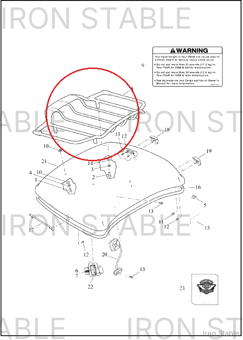 Harley-Davidson Air Wing T-Pak Luggage Rack, Bl