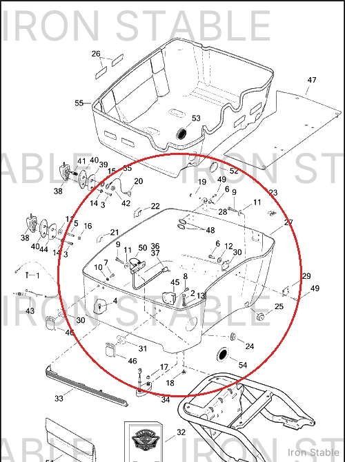 Harley-Davidson Bottom Assembly, Pntd/T-Pak