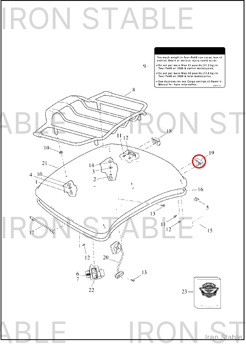Harley-Davidson T-Pak Sub-Component, Hinge Assembly, Fr, 