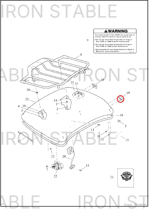 Harley-Davidson T-Pak Sub-Component, Hinge Assembly, Fr, 