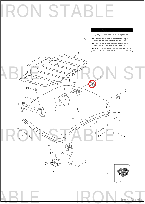 Harley-Davidson T-Pak Sub-Component, Hinge Assembly, Rr, 