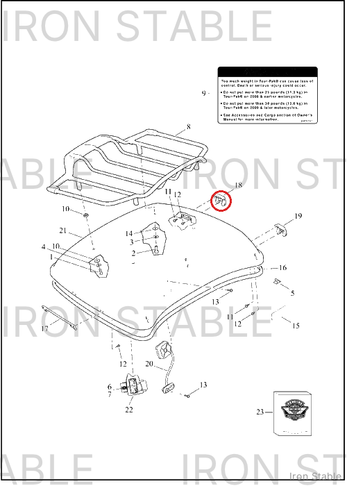 Harley-Davidson T-Pak Sub-Component, Hinge Assembly, Rr, 