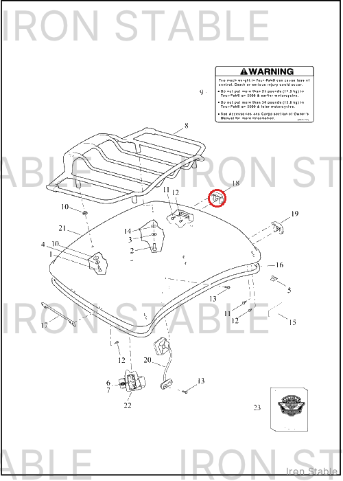 Harley-Davidson T-Pak Sub-Component, Hinge Assembly, Rr, 