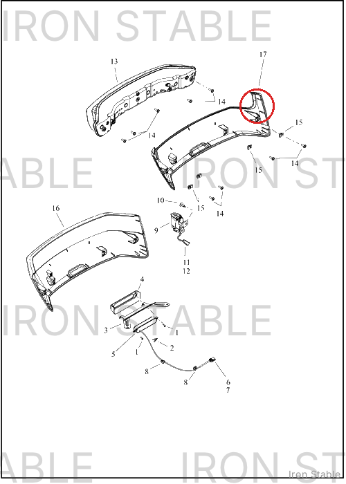 Harley-Davidson T-Pak, Panel, Rear, Molded