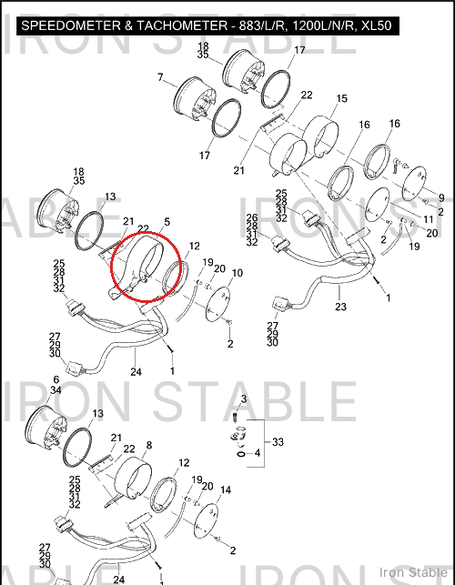 Harley-Davidson Clamp, Upr H-Bar, Speedo, Mounting, Chr