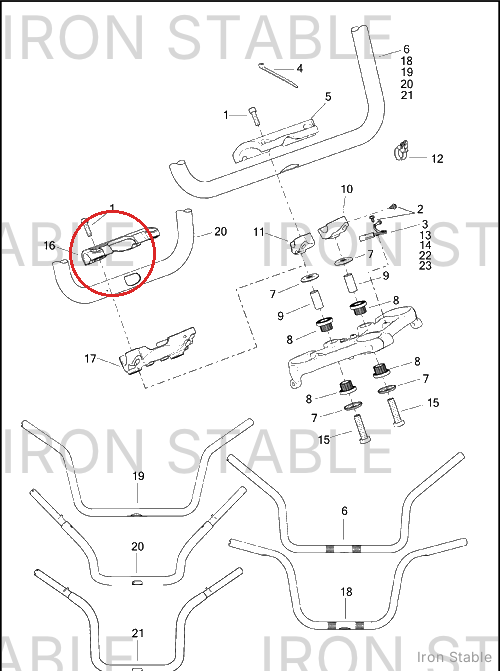 Harley-Davidson Upr Clamp, H'bar