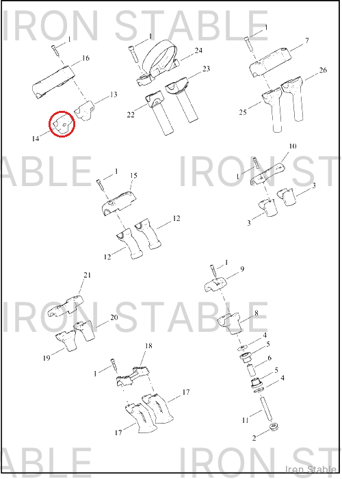Harley-Davidson Riser, Lower H-Bar, Rh