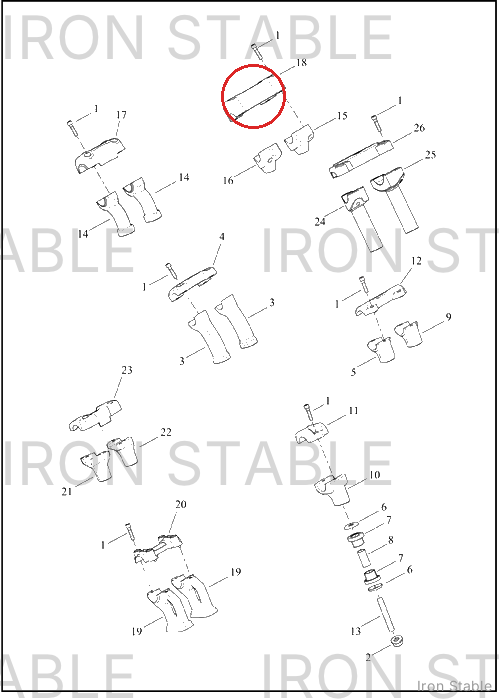 Harley-Davidson Clamp, Upr H-Bar, Top