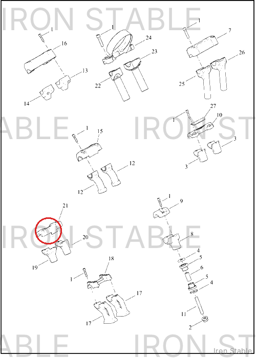 Harley-Davidson Clamp, Upr H-Bar, Flsb