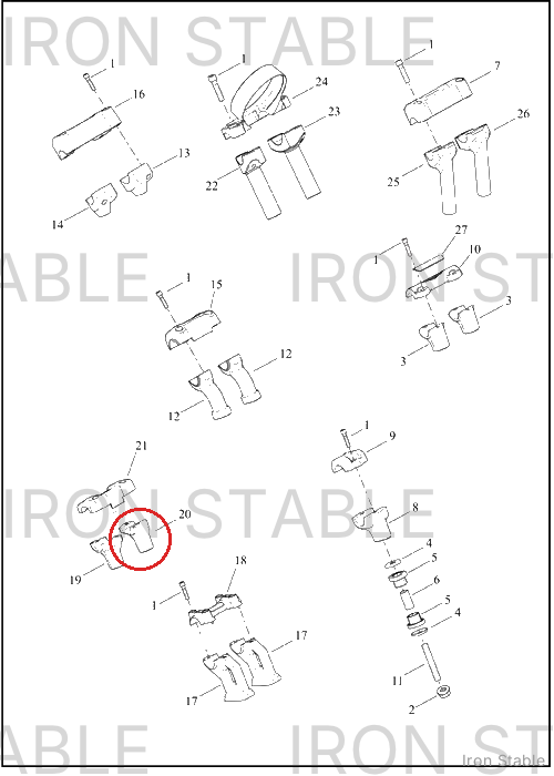 Harley-Davidson Riser, Lower H-Bar, Lh