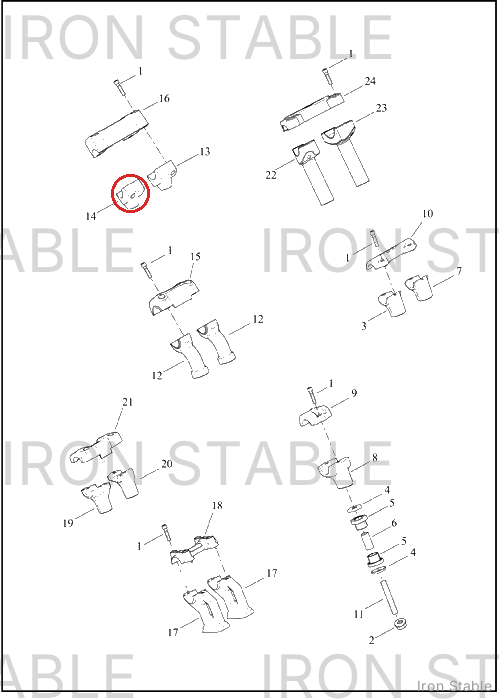 Harley-Davidson Riser, Lower H-Bar, Rh