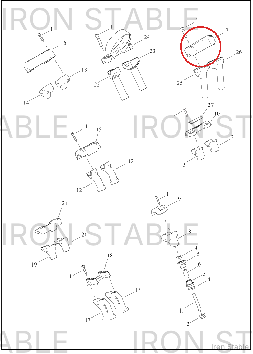 Harley-Davidson Clamp, Upr H-Bar, Top
