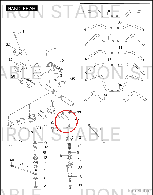 Harley-Davidson Riser, Lower H-Bar, Chrome