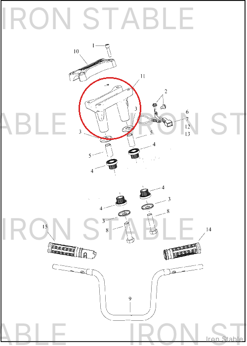 Harley-Davidson Riser, Lower H-Bar, Black, 1.25in D