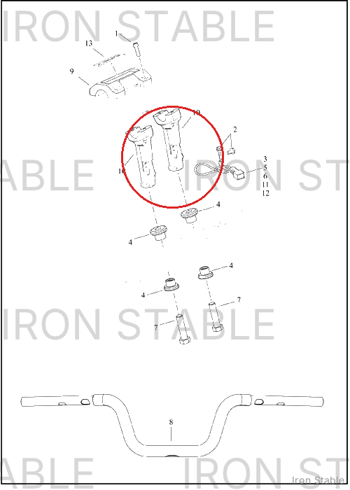 Harley-Davidson Riser, Lower H-Bar, Black